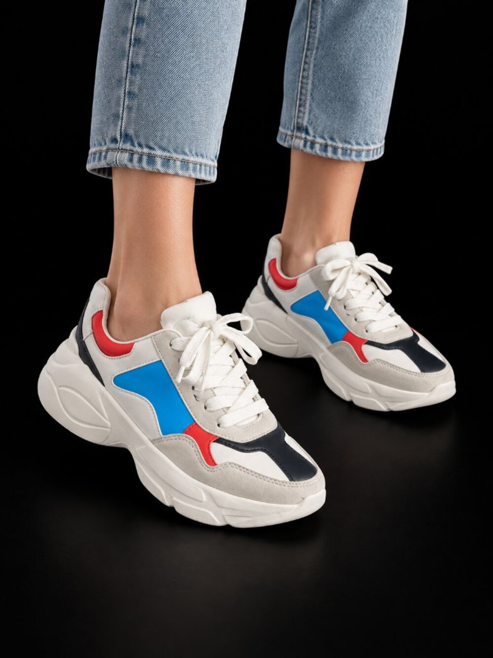 Women’s Colorblock Chunky Platform Lace-Up Sneakers, 7